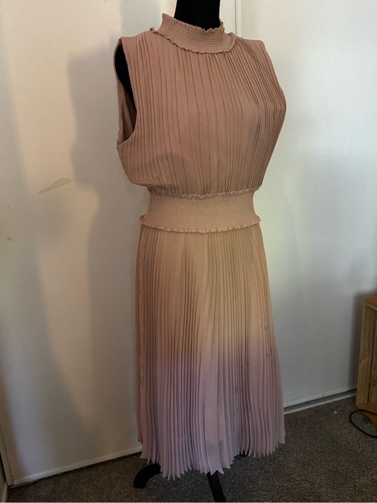 Dresses & Skirts - Pleated Sleeveless Midi Dress in Blush Ombre